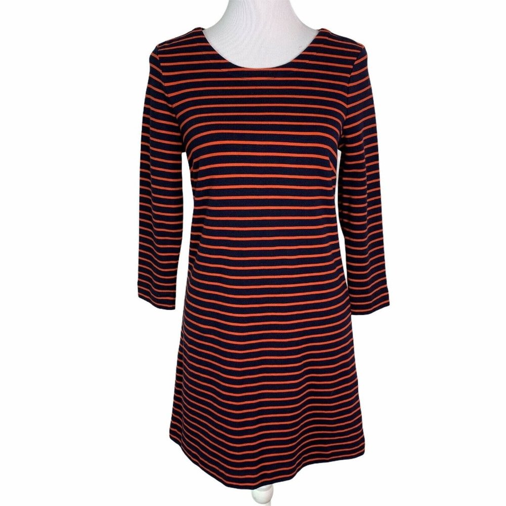 J. CREW Striped Crew Neck Long Sleeve Shift Dress